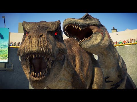 2x T-REX vs ALL LARGE CARNIVORE DINOSAURS - Jurassic World Evolution 2
