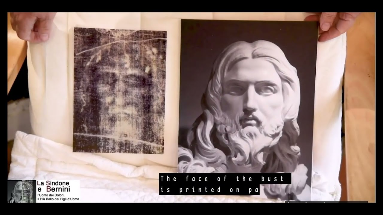 Jesus face from Shroud of Turin and  Bernini Bust and new AI portrait