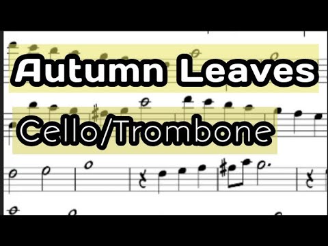 Autumn Leaves Cello or Trombone Sheet Music Backing Track Play Along Partitura