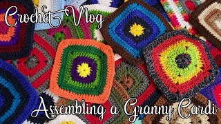 Crochet Vlog! Let's Assemble a Granny Square Cardigan (partially) - Amethyst Craftworks