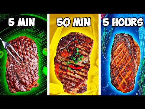 5 Minutes vs 50 Minutes vs 5 Hours Steak by VANZAI COOKING