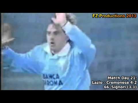 Serie A 1993-1994, day 21 Lazio - Cremonese 4-2 (Signori 1st goal)