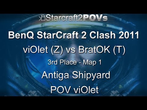 SC2 WoL - BenQ Clash 2011 - viOlet vs BratOK - 3rd Place - Map 1 - Antiga Shipyard - viOlet