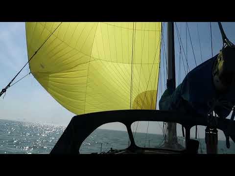 Assymetrical spi easy sailing from Blankenberge to Oostende.  Sigma 362 doing 4.5 knots SOG.