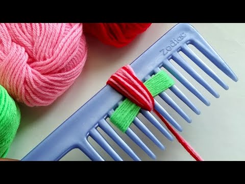 Amazing Hand Embroidery Woolen Flower craft ideas with Hair Comb | Hand Embroidery Flower Tutorial