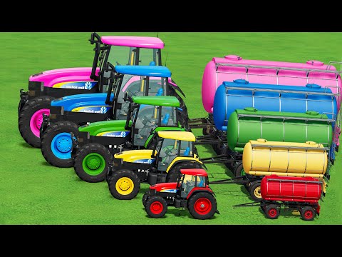 Tiny to GIANT TRACTORS VS HEAVY TANKERS! EXTREME MUDDY PARKOUR CHALLENGE with PORTAL TRAP! FS22