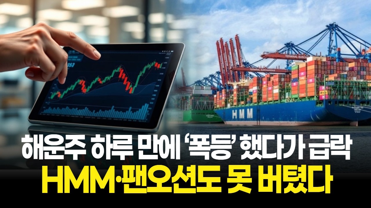 해운주 하루 만에 ‘폭등’ 했다가 ‘급락’! HMM·팬오션도 못 버텼다
