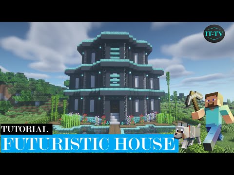 Building a Futuristic House In Minecraft - Minecraft Futuristic House Tutorial (EASY) 2021