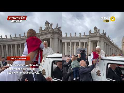 Vídeo: Bebê brasileiro vestido de papa recebe bênção de Leão XIV no Vaticano; veja.