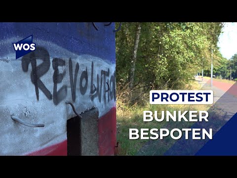 Bunker bespoten met omgekeerde vlag