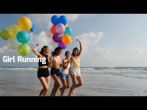Girl Running on the Beach Free 4k Video