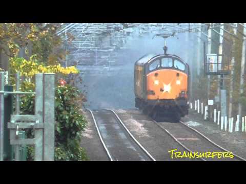**AWESOME** DRS Class 37 No's. 37604 TnT 37602 on 1Q25 @ Bramhall on 05.11.15  - HD