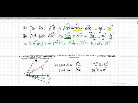Bisectoarea unui unghi. Unghiuri adiacente. Clasa VI-a