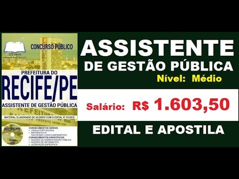 Edital Apostila Prefeitura do Recife PE 2019 Cargo de Assistente de Gestão Pública