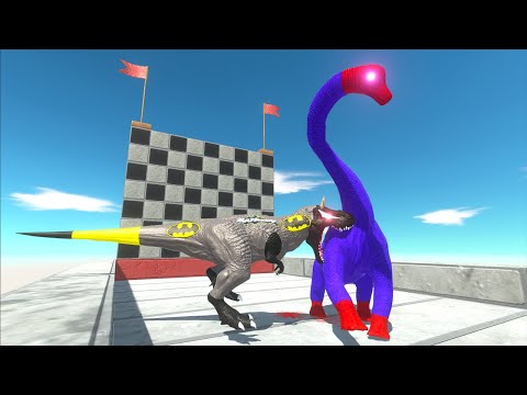 BATMAN T-REX VS SPIDERMAN BRACHIOSAURUS DEATH RUN - Animal Revolt Battle Simulator