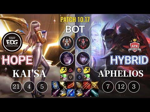EDG Hope Kai'Sa vs APK HyBrid Aphelios Bot - KR Patch 10.17