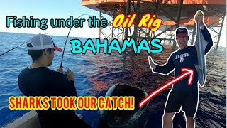 Fishing under the oil rig in Bahamas