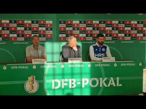 Press conference after DFB Cup match 1. FC Lok Leipzig - Schalke 04 (0:1 aet)