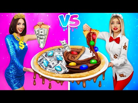 CHOCOLATE CHALLENGE: RICH vs POOR | Makeup and Food: Real vs Chocolate by RATATA