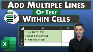 Download the video "Excel Tips - Add Multiple Text Lines Within Cells | Enter Key in Cells | Bullet Points"