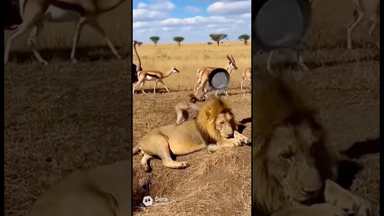 The Monkey’s Frying Pan Knocked the Lion into a Hole 🐒🍳🦁