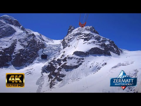 Full ride with "Matterhorn Glacier Express" / Lt. Matterhorn - Klein Matterhorn, Switzerland (4K)