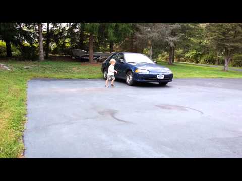 Zane Playing with his new Remote Control Car