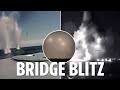 Ukraine sea drones dodge choppers' bullets & rockets rain down in attack near Putin’s beloved bridge