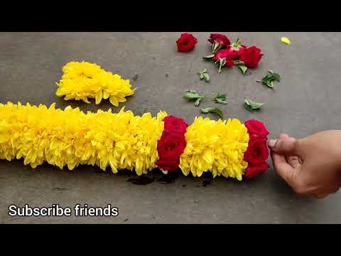 Samanthi flower malai kattuvathu eppadi /poo malai kattuvathu eppadi /flower mala making at home