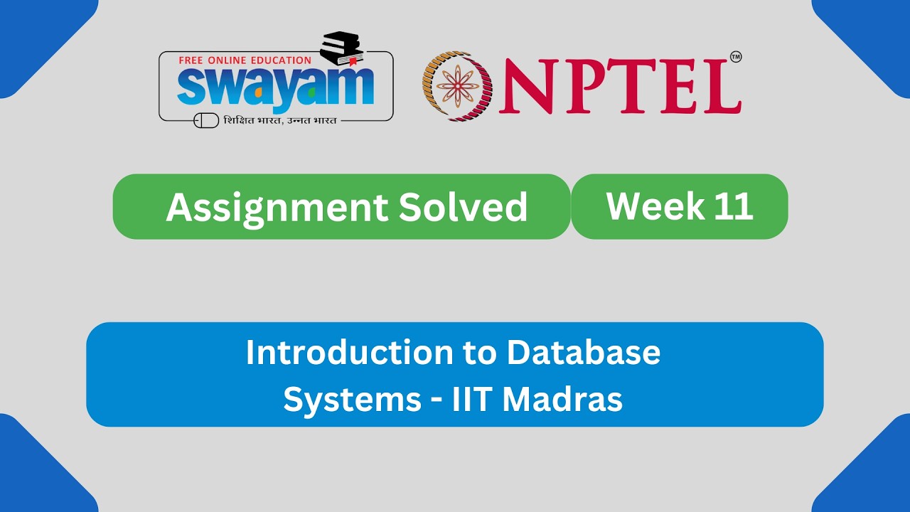 Introduction to Database Systems Week 11 || NPTEL ANSWERS 2026 #nptel #nptel2026 #myswayam