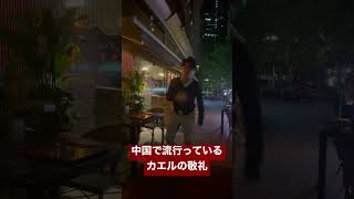 中国で流行っているカエルの敬礼！