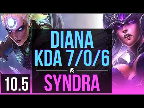 DIANA vs SYNDRA (MID) | KDA 7/0/6, 600+ games, Godlike | NA Diamond | v10.5