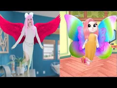 Imitate Angela Turning into a Winged Angel - My Talking Angela 2 In Real life