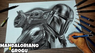 Desenhando MANDALORIANO E GROGU - Star Wars 