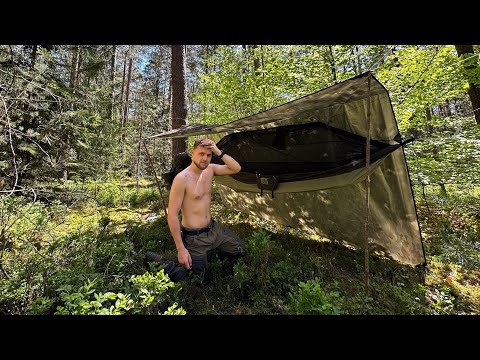 Erste Nacht alleine im Wald!🌲Wie ist es wirklich? 24H Overnight Bushcraft mit Hängematte!