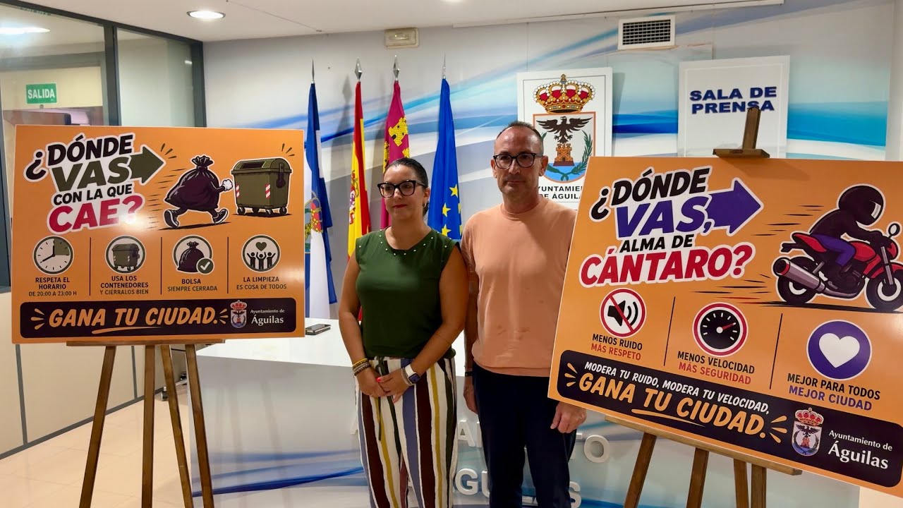 El Ayuntamiento de Águilas lanza dos campañas de concienciación sobre limpieza, ruidos y velocidad