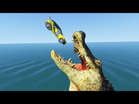 Crocodile Jumping Open Bridge - Beamng drive