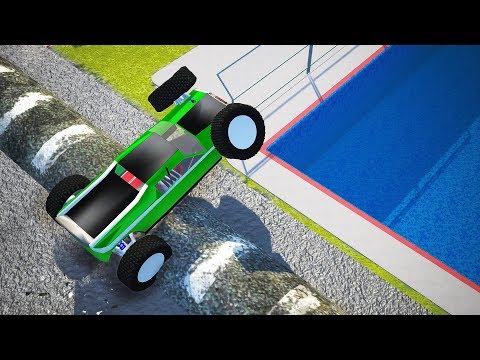 RC Car Speed Bump Jumping In Pool - BeamNG.drive