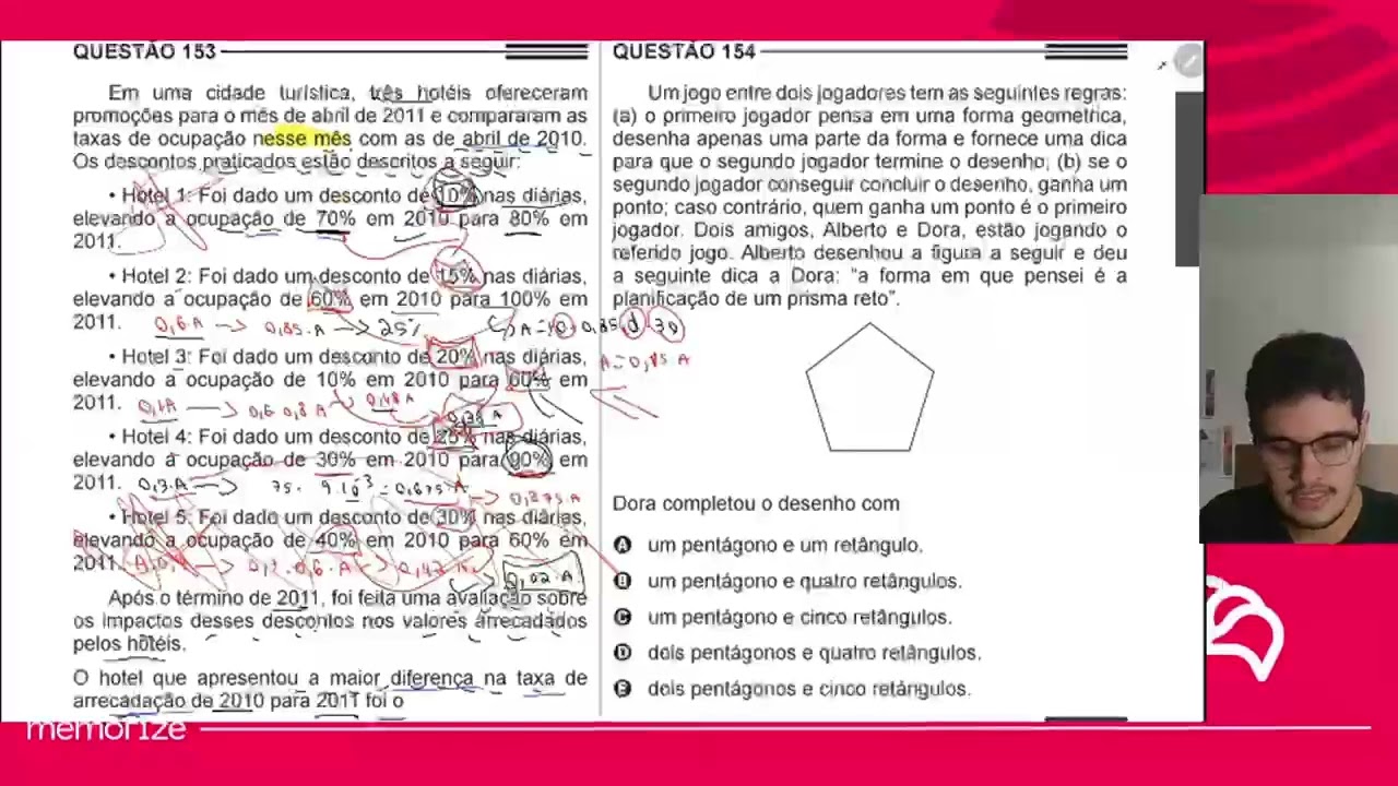 Resolução em Vídeo — Questão 154 ENEM 2014 Reaplicação