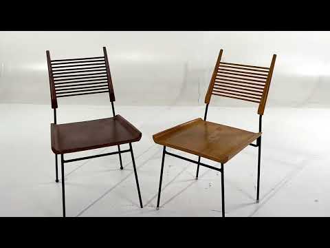 Paul McCobb for Winchendon Mid Century Maple and Iron Model 1533 Shovel Chair - Pair