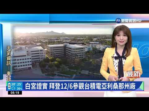 白宮證實 拜登12/6參觀台積電亞利桑那州廠