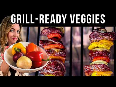 Easy Make-Ahead Marinated Veggies | Peppers and Onions for BBQ, Skewers, or Oven Roasting