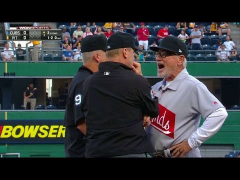 CHC@PIT: Maddon ejected during first AB of the game