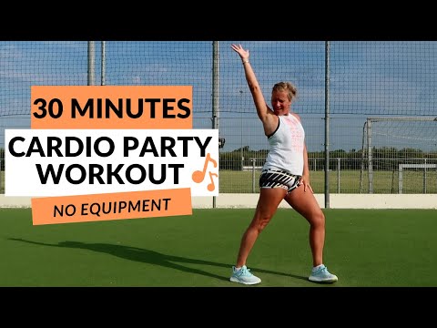30 min CARDIO PARTY HIIT WORKOUT - No Squats or Lunges - Fun + High Intensity
