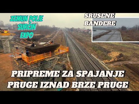 Nova pruga pripreme za spajanje preko koloseka pruge Zemun polje-Surčin -3°radovi,i srušene bandere?