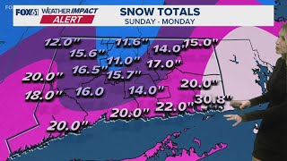Looking at snow totals in Connecticut from blizzard