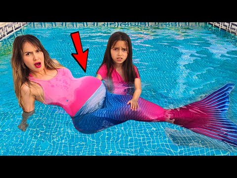 The mermaid needs help at the swimming pool