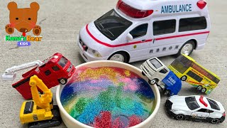 Ambulance Looks for Cars in Colorful Slime! & More Stories about Cars 【Kuma's Bear Kids】