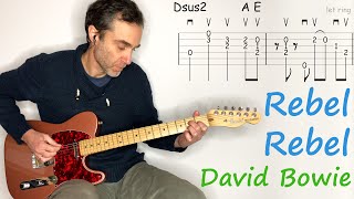 Rebel Rebel - David Bowie - Guitar lesson / tutorial / cover with tab