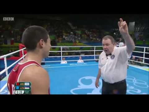 Akhmadaliev vs Melian stoppage at Rio 2016 Olympics